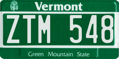 VT license plate ZTM548