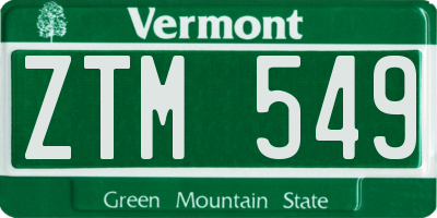 VT license plate ZTM549