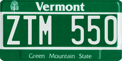 VT license plate ZTM550