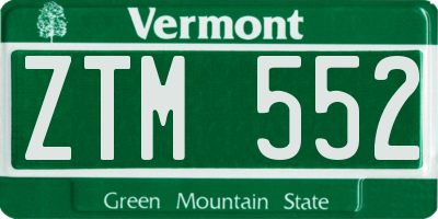 VT license plate ZTM552