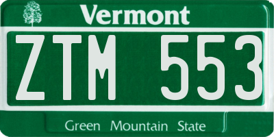 VT license plate ZTM553