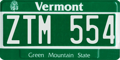 VT license plate ZTM554