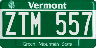 VT license plate ZTM557