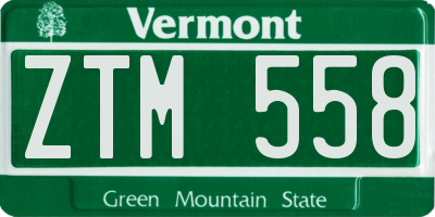 VT license plate ZTM558