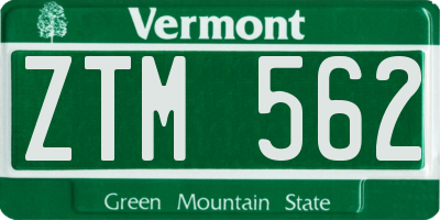 VT license plate ZTM562