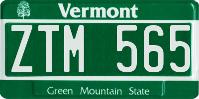 VT license plate ZTM565