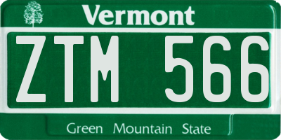 VT license plate ZTM566
