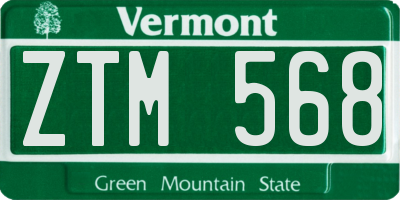 VT license plate ZTM568