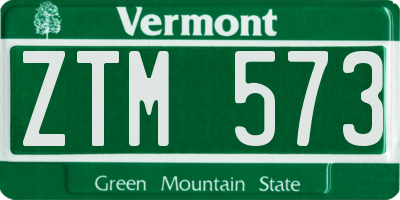 VT license plate ZTM573