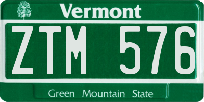 VT license plate ZTM576