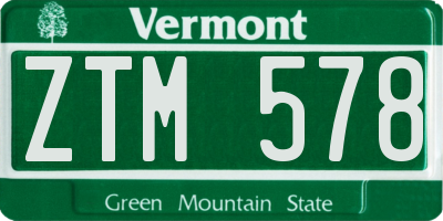 VT license plate ZTM578