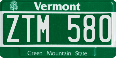 VT license plate ZTM580