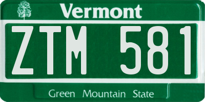 VT license plate ZTM581