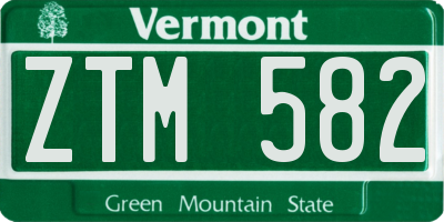 VT license plate ZTM582