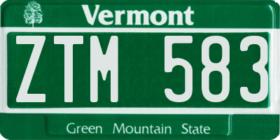 VT license plate ZTM583