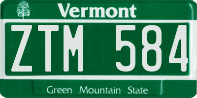 VT license plate ZTM584
