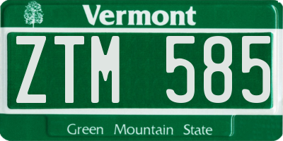 VT license plate ZTM585