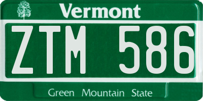 VT license plate ZTM586