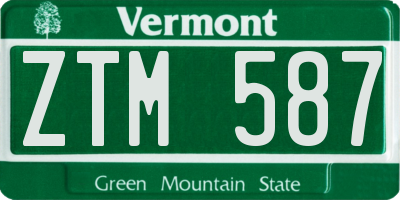 VT license plate ZTM587
