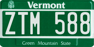 VT license plate ZTM588