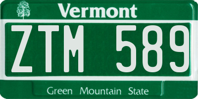 VT license plate ZTM589