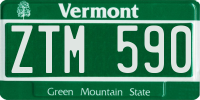 VT license plate ZTM590