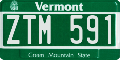 VT license plate ZTM591