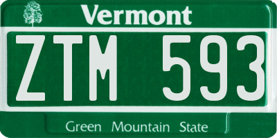 VT license plate ZTM593