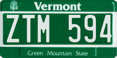 VT license plate ZTM594