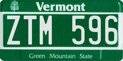VT license plate ZTM596