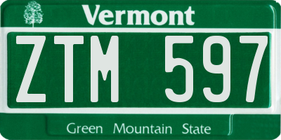 VT license plate ZTM597