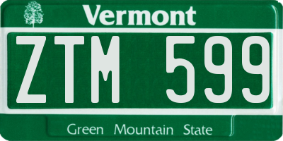 VT license plate ZTM599