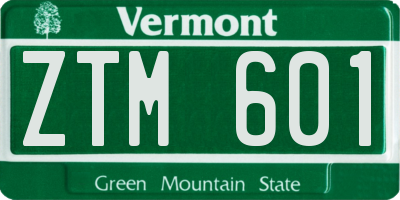 VT license plate ZTM601