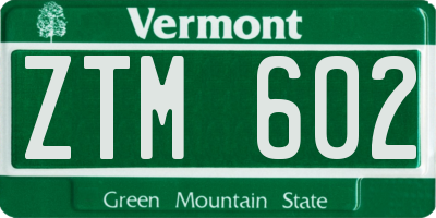 VT license plate ZTM602