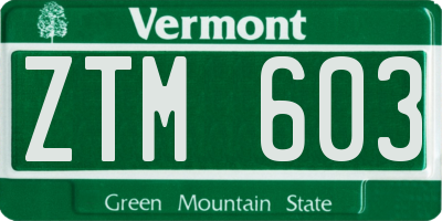 VT license plate ZTM603