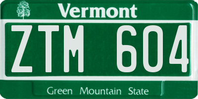 VT license plate ZTM604