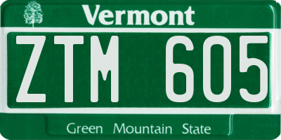 VT license plate ZTM605