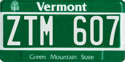 VT license plate ZTM607