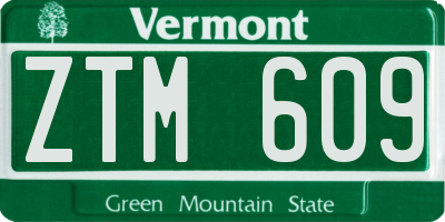 VT license plate ZTM609