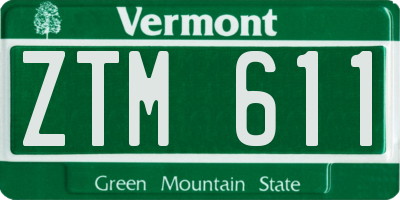 VT license plate ZTM611