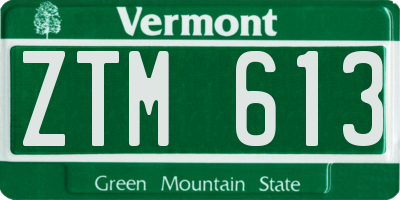 VT license plate ZTM613