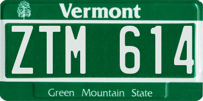 VT license plate ZTM614