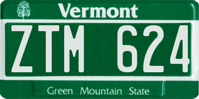 VT license plate ZTM624