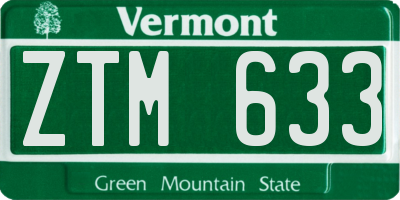 VT license plate ZTM633
