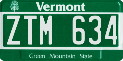 VT license plate ZTM634