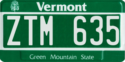 VT license plate ZTM635