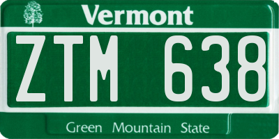 VT license plate ZTM638