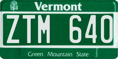 VT license plate ZTM640