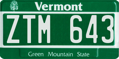 VT license plate ZTM643