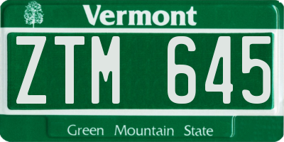 VT license plate ZTM645